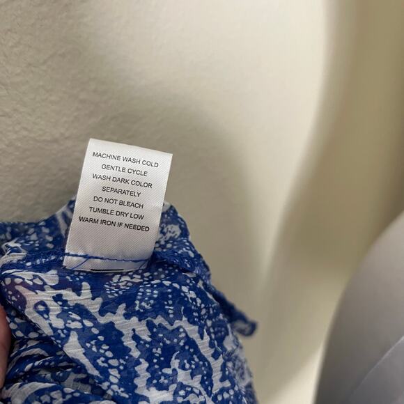 Others Follow Maxi Dress XS Pleated Plisse Chiffon Self Tie Belted Sheer Blue - Picture 6 of 10